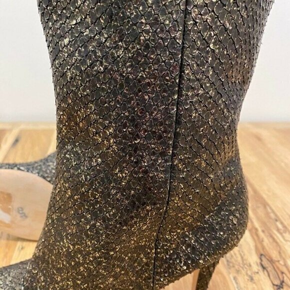 Cavallini Italy Heel Boots Black Gold Snake 8 NEW - Picture 9 of 9